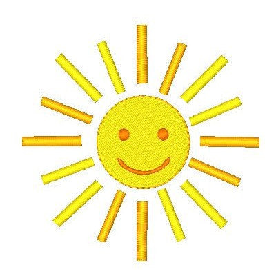Happy sun machine embroidery design by embroiderytree.com