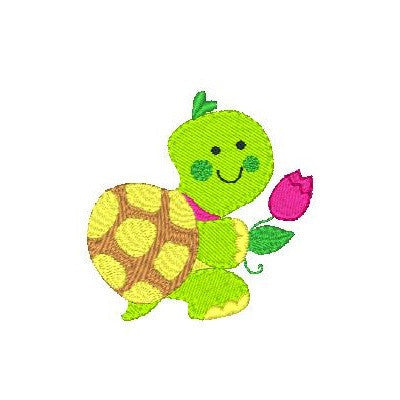 Baby turtle machine embroidery design by embroiderytree.com