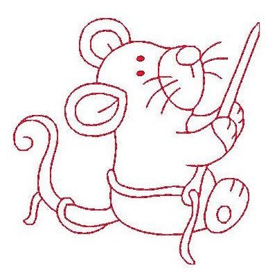 Roly poly sewing mouse machine embroidery design by embroiderytree.com