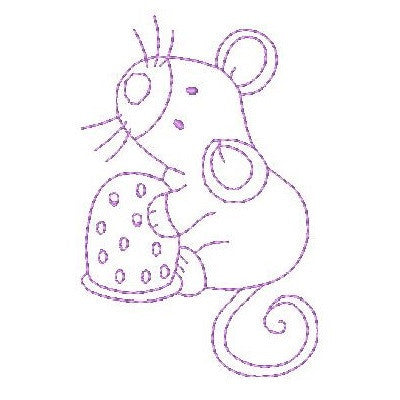 Roly poly sewing mouse machine embroidery design by embroiderytree.com