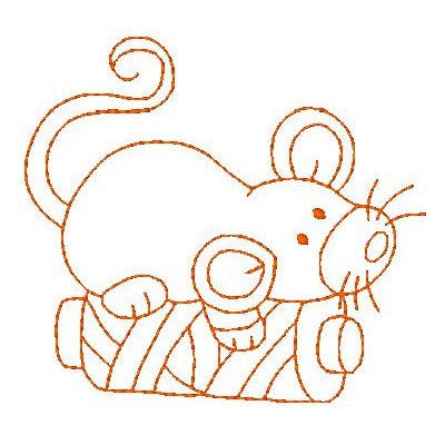 Roly poly sewing mouse machine embroidery design by embroiderytree.com