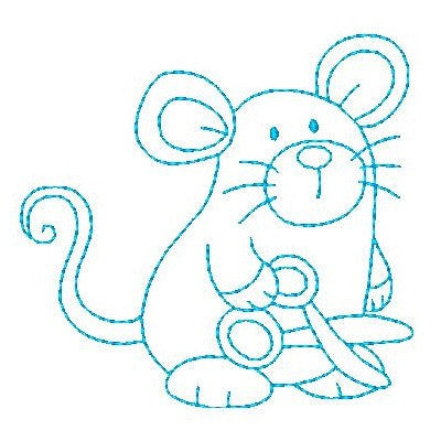 Roly poly sewing mouse machine embroidery design by embroiderytree.com