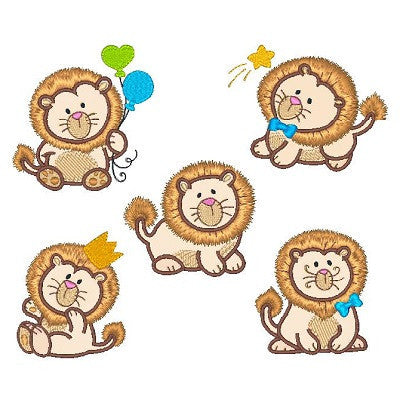 Sweet little lions applique machine embroidery designs by embroiderytree.com