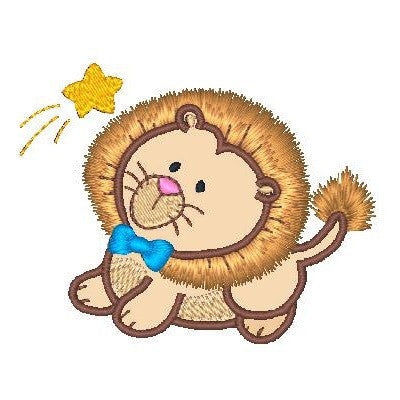 Sweet little lion applique machine embroidery design by embroiderytree.com