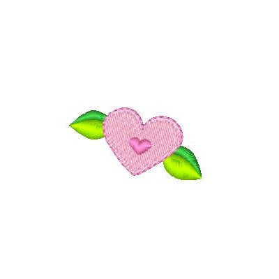 Mini heart with leaves machine embroidery design by rosiedayembroidery.com