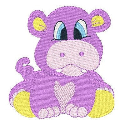 Baby hippo machine embroidery design by rosiedayembroidery.com