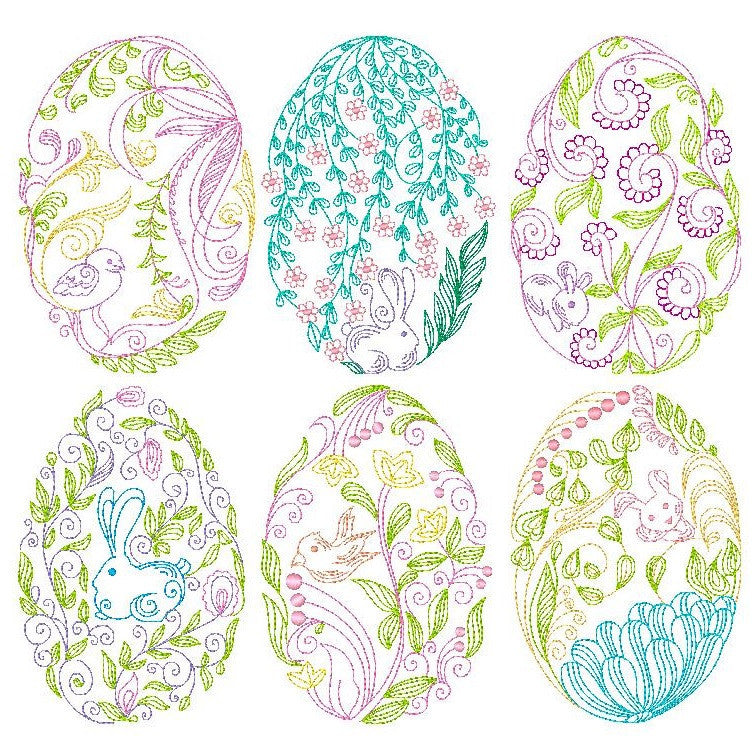 Fabulous Easter Eggs - Set of 6 machine embroidery designs by rosiedayembroidery.com