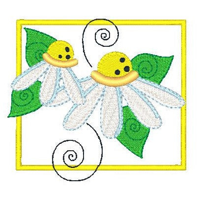 Garden Flower applique machine embroidery design by rosiedayembroidery.com