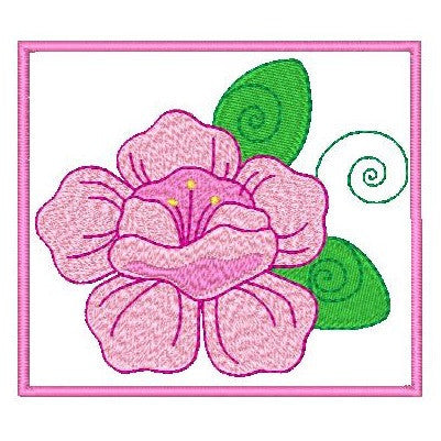 Garden Flower applique machine embroidery design by rosiedayembroidery.com