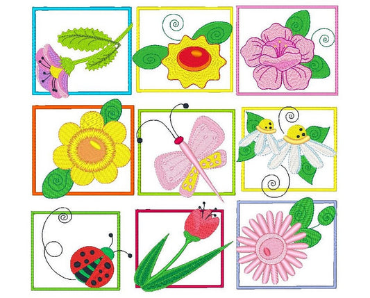 Garden Flowers Set machine embroidery designs by rosiedayembroidery.com