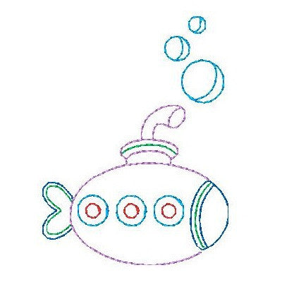 Submarine machine embroidery design by rosiedayembroidery.com