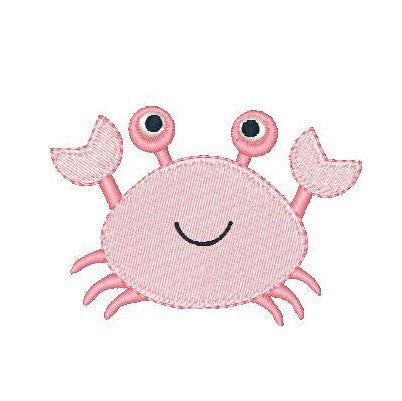 Pink crab machine embroidery design by rosiedayembroidery.com