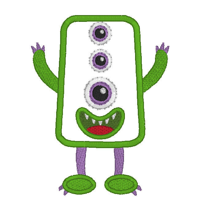 Monster applique machine embroidery design by rosiedayembroidery.com