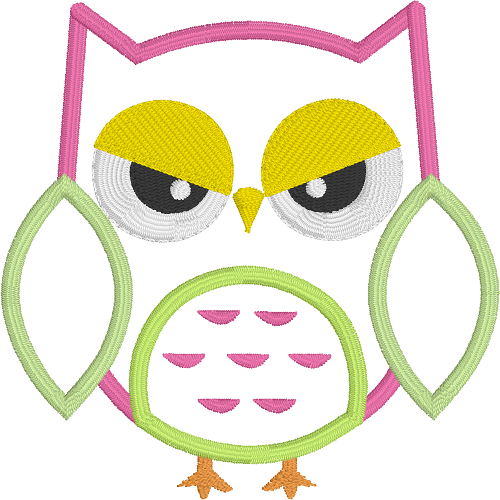 Owl applique machine embroidery design by rosiedayembroidery.com