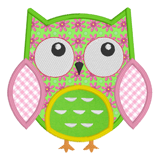 Owl applique machine embroidery design by rosiedayembroidery.com