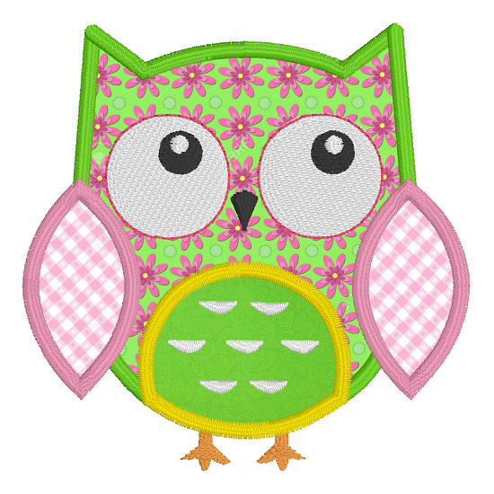 Owl applique machine embroidery design by embroiderytree.com