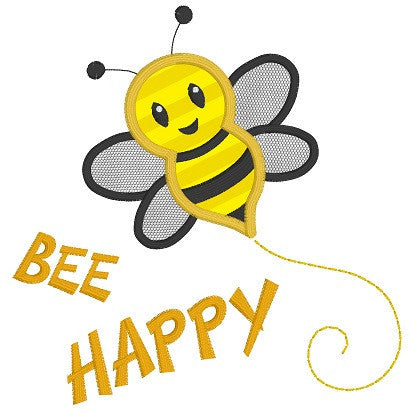 Bee Happy applique machine embroidery design by rosiedayembroidery.com