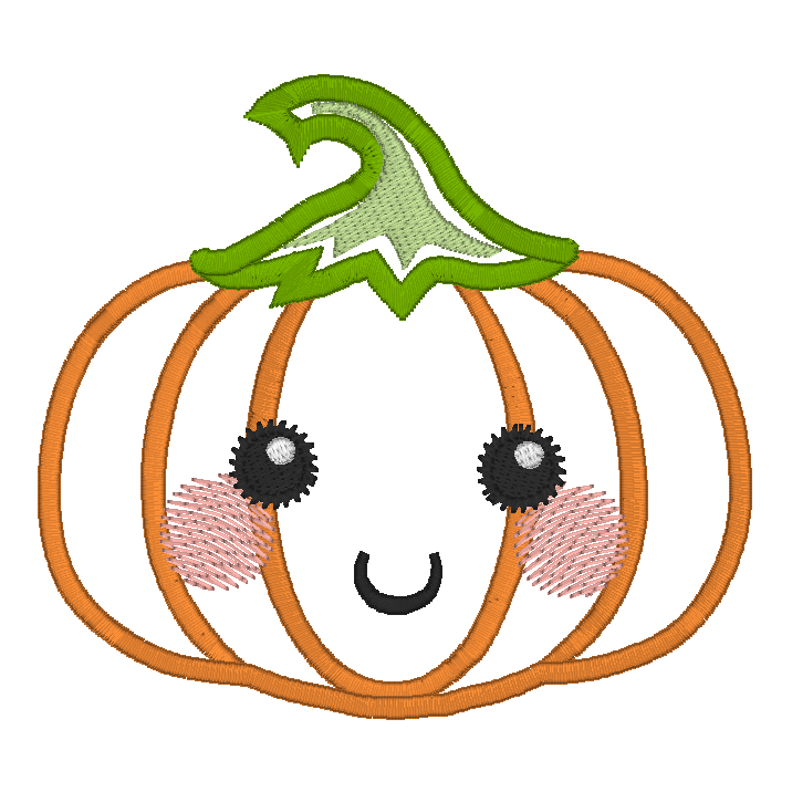 Halloween Kawaii pumpkin applique machine embroidery design by rosiedayembroidery.com