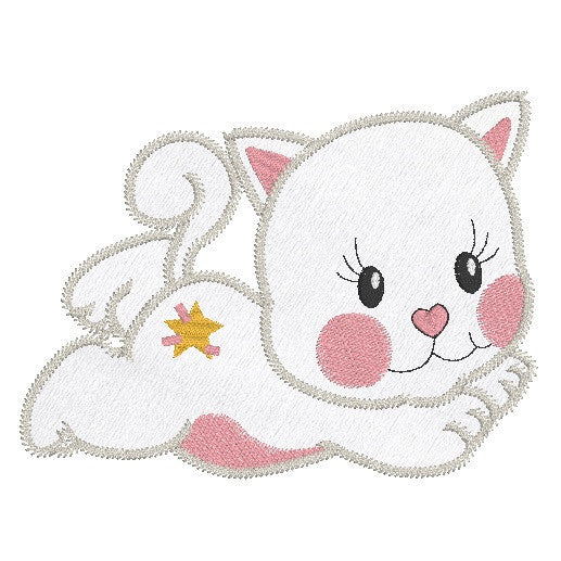 Kitten Applique Machine Embroidery Design by rosiedayembroidery.com