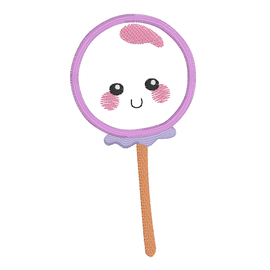 Kawaii lollipop applique machine embroidery design by rosiedayembroidery.com