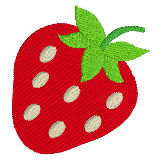 Mini fill stitch strawberry machine embroidery design by rosiedayembroidery.com