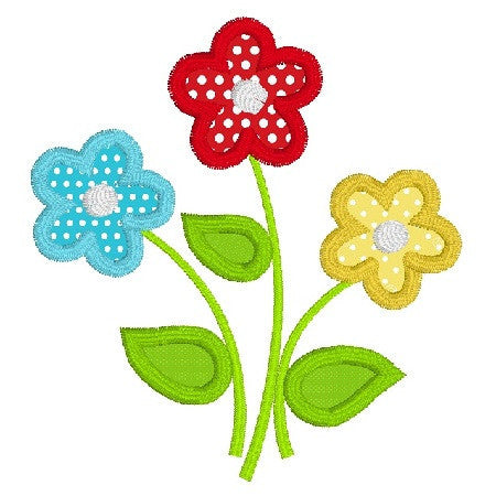 Floral applique machine embroidery design by rosiedayembroidery.com