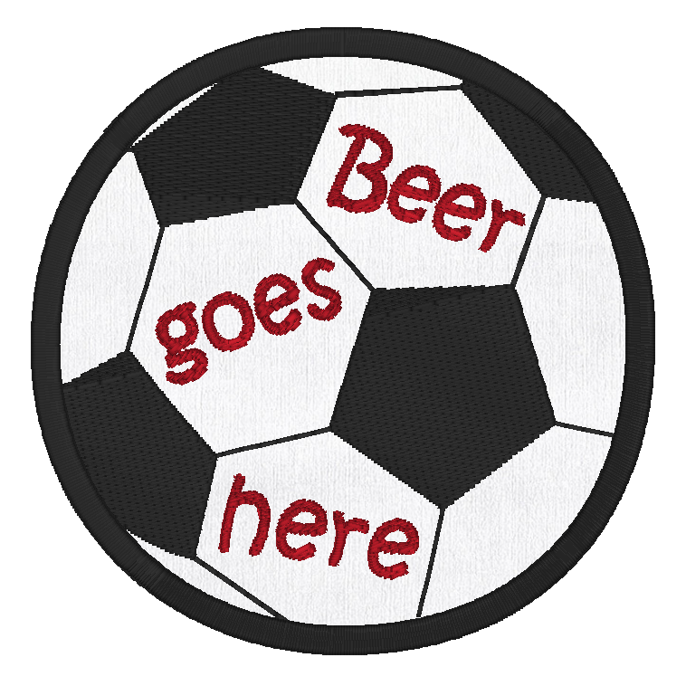 Soccer ball coaster applique machine embroidery design by rosiedayembroidery.com