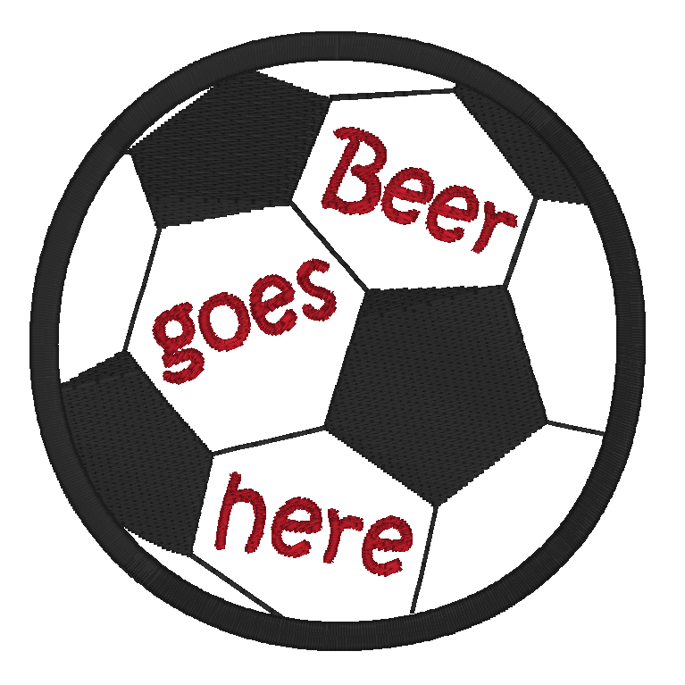 Soccer ball coaster applique machine embroidery design by rosiedayembroidery.com