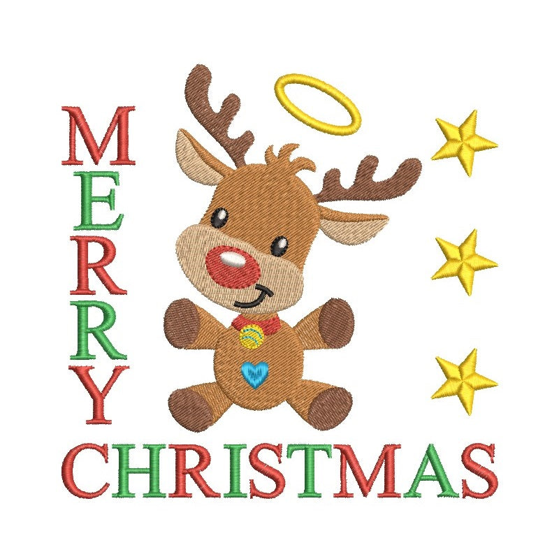 Christmas Reindeer machine embroidery design by rosiedayembroidery.com