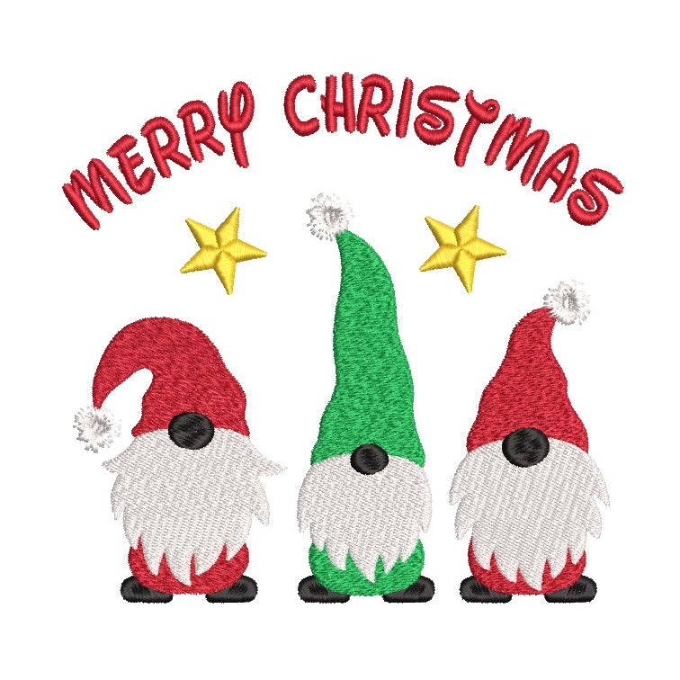 Christmas gnomes machine embroidery design by rosiedayembroidery.com