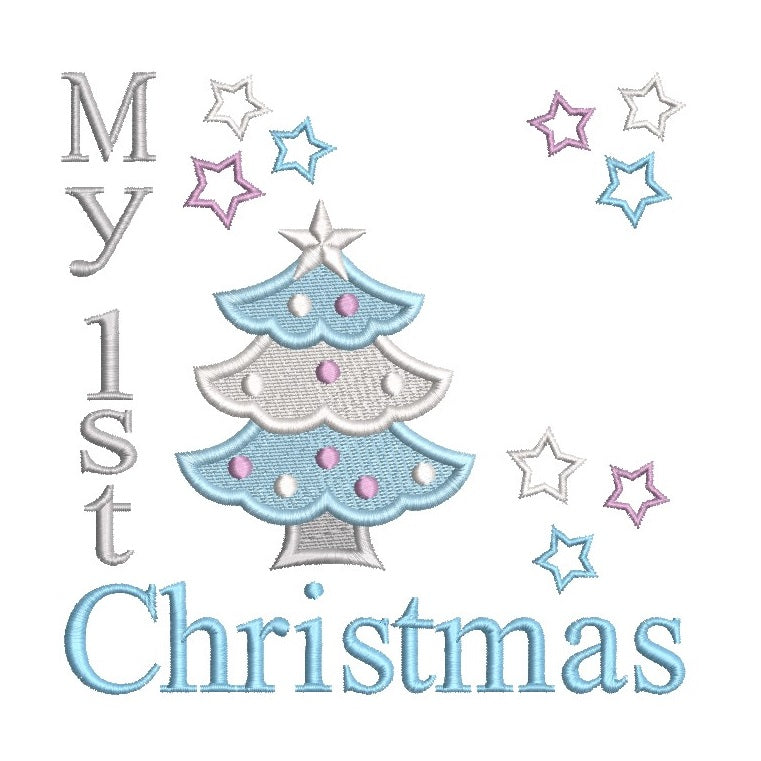 My 1st Christmas - machine embroidery template design by rosiedayembroidery.com