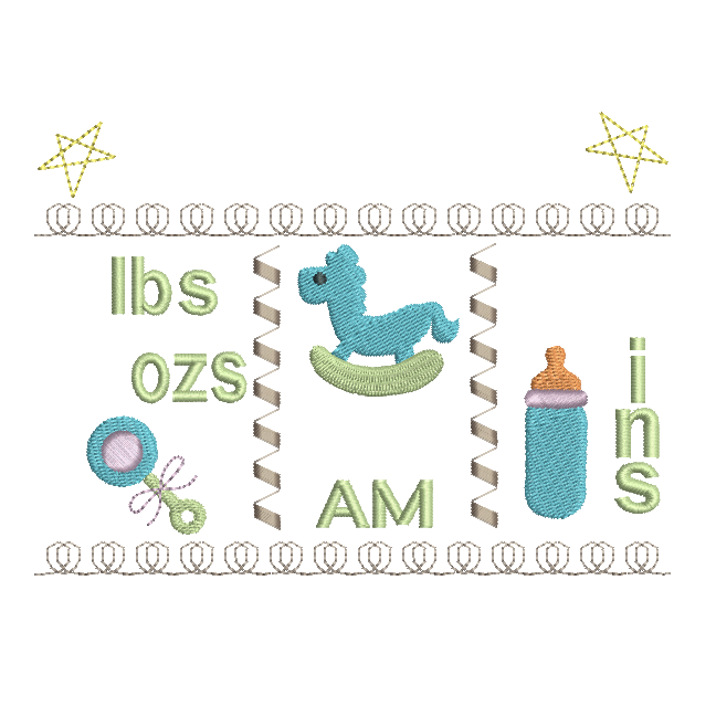 Baby birth announcement template machine embroidery design by rosiedayembroidery.com