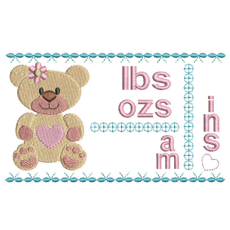 Baby birth announcement template machine embroidery design by rosiedayembroidery.com