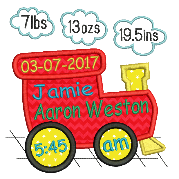 Baby Birth Announcement -Custom Embroidery Design by rosiedayembroidery.com