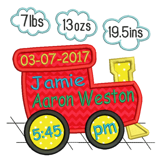 Baby Birth Announcement -Custom Embroidery Design by rosiedayembroidery.com