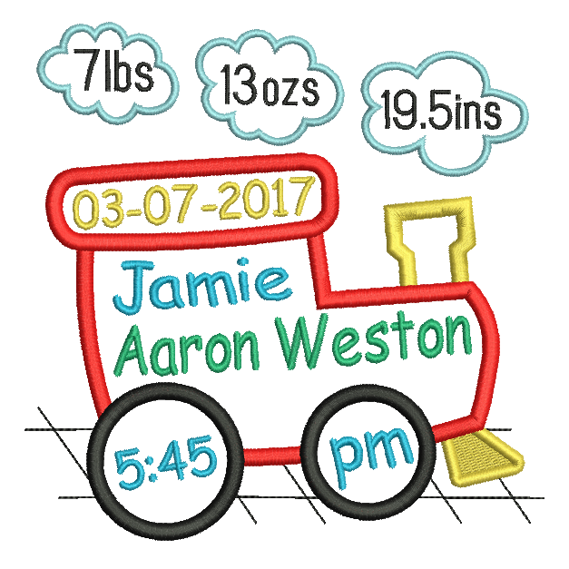 Baby birth announcement template machine embroidery design by rosiedayembroidery.com