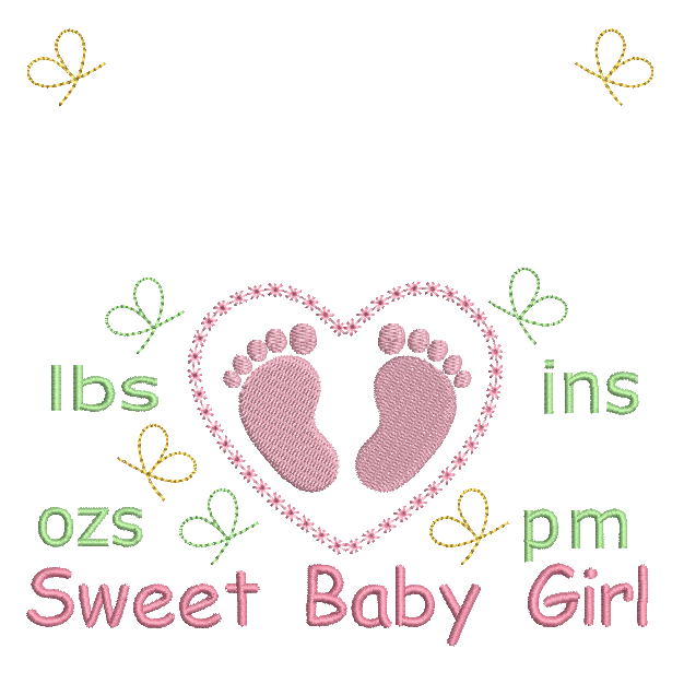 Baby birth announcement template machine embroidery design by rosiedayembroidery.com