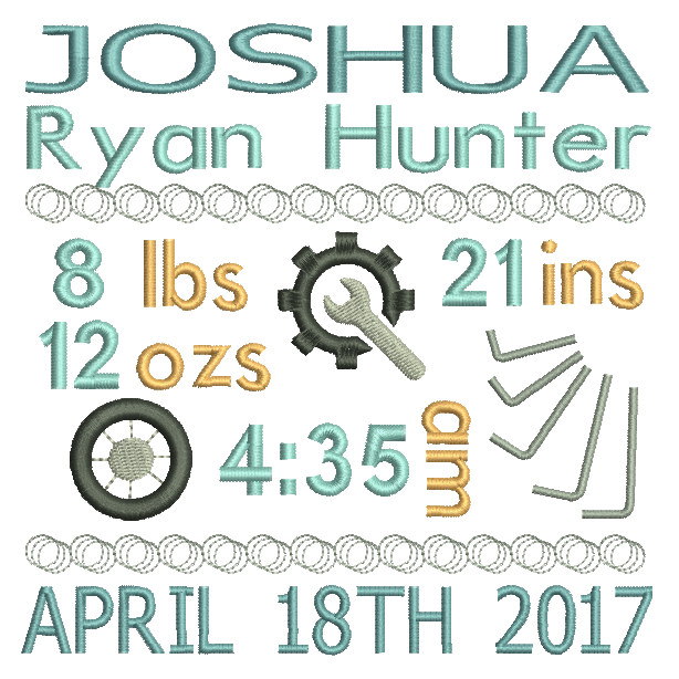 Baby Birth Announcement -Custom Embroidery Design by rosiedayembroidery.com