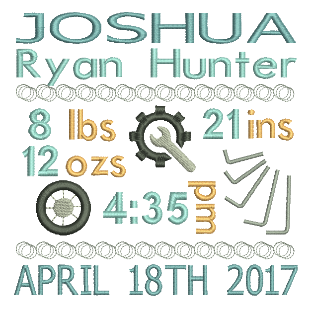 Baby Birth Announcement -Custom Embroidery Design by rosiedayembroidery.com