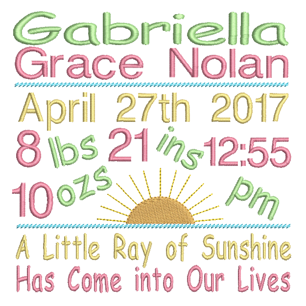 Baby Birth Announcement -Custom Embroidery Design by r