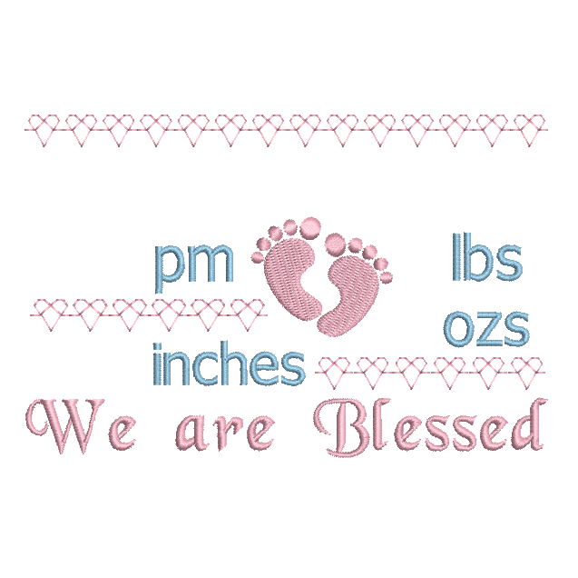 Baby birth announcement template machine embroidery design by rosiedayembroidery.com