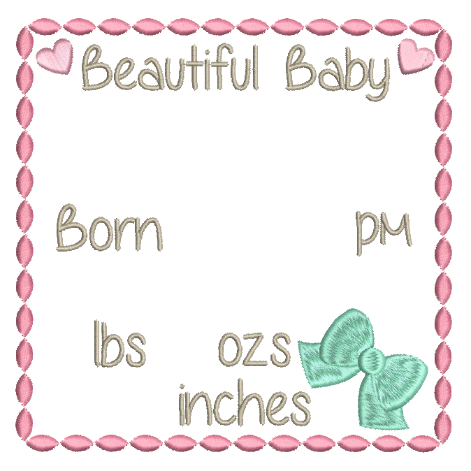 Baby birth announcement template machine embroidery design by rosiedayembroidery.com