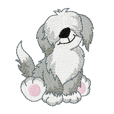 Old English sheepdog machine embroidery design by rosiedayembroidery.com