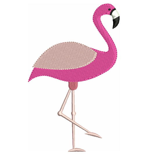 Flamingo fill stitch machine embroidery design by rosiedayembroidery.com