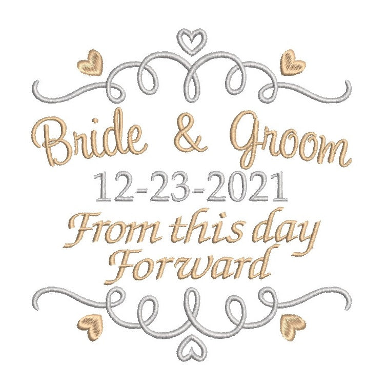 Wedding ring cushion machine embroidery design by rosiedayembroidery.com