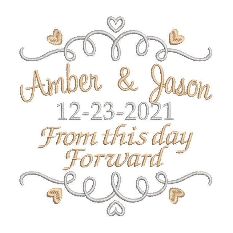 Wedding ring cushion machine embroidery design by rosiedayembroidery.com