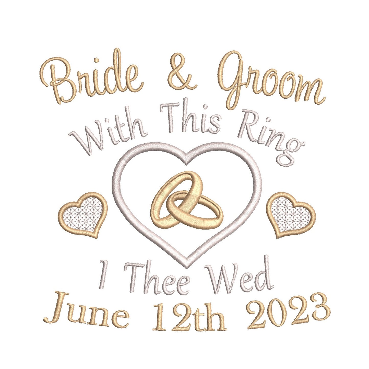 Wedding ring cushion machine embroidery design by rosiedayembroidery.com