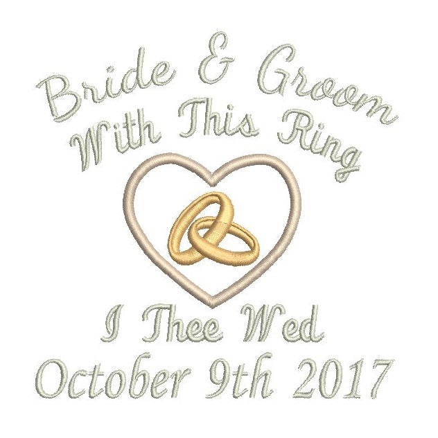 Wedding ring cushion machine embroidery design by rosiedayembroidery.com