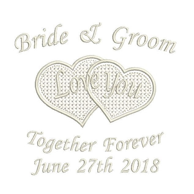 Wedding ring cushion machine embroidery design by rosiedayembroidery.com