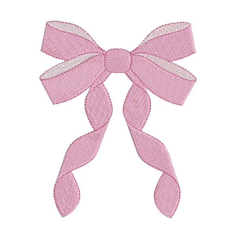 Mini fill stitch ribbon bow machine embroidery design by rosiedayembroidery.com